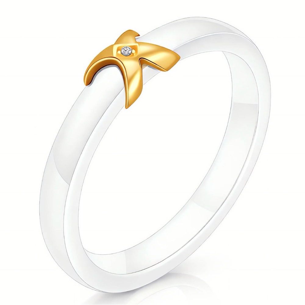 RING white 18K GOLD PLATED STEEL SIZE 7